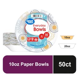 Great Value Everyday Disposable Paper Bowls, 10 oz, 50 Count - Thumbnail 1