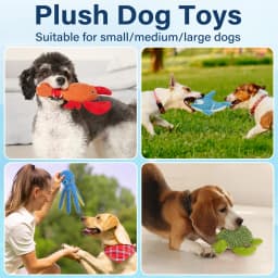 Prime Pets Dog Toys, 5pc Plush Ocean Animal Dog Squeaky Toy, Crinkle Pet Toy, Stuffed Puppy Chew Toys - Thumbnail 2