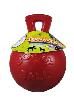 Jolly Pets Mini Tug n Toss Ball Dog Toy, 4", Red - Thumbnail 1
