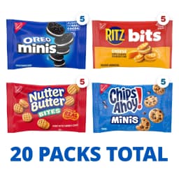 Nabisco Classic Mix Variety Pack, OREO, CHIPS AHOY!, Nutter Butter, RITZ Bits Cheese, 20 Snack Packs - Thumbnail 3