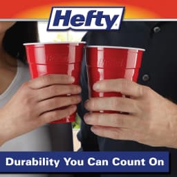 (8 pack) Hefty Party On Disposable Plastic Party Cups, Red, 18 oz., 50 Count - Thumbnail 8