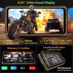 Ulefone RugKing 3 Pro Rugged Phone Unlock, 16GB 128GB, Android 15, 6.56-inch, 5700mA, Green/Black/Orange - Thumbnail 4