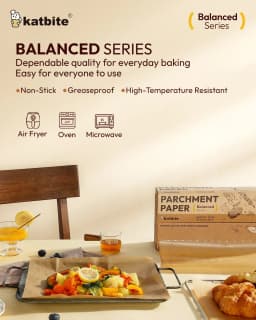 Katbite 12" x 262ft Unbleached Parchment Paper Roll, Non-Stick, Extra Long with Serrated Cutter,Balanced Series - Thumbnail 7