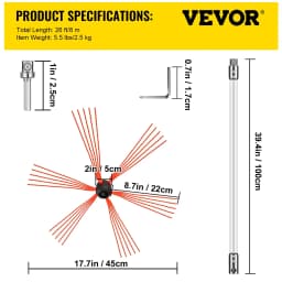 VEVOR Chimney Sweep Kit 26ft Length, Chimney Cleaning Tool Kits with 8 Nylon Flexible Rods, Chimney Brush Kit Driven by Drill for Sweeping Fireplace - Thumbnail 7