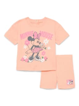 Minnie Mouse Baby Girls Graphic Tee and Bike Shorts Set, 2-Piece, Sizes Newborn-24M - Thumbnail 1