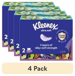 (4 pack) Kleenex Ultra Soft 3-Ply Flat Box Facial Tissues, 2 Pack (240 Total Tissues) - Thumbnail 1