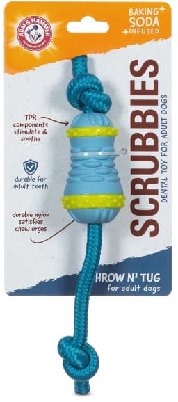 Arm & Hammer Scrubbies Throw N' Tug Adult Dental Dog Chew Toy Small - Thumbnail 1