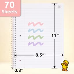 Comix 1 Subject Notebook,3-Pack College Ruled Spiral Notebook with Pocket Dividers 11"x 8.5", 70 Sheets,Black White Pink - Thumbnail 5