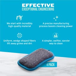 E-Cloth Washing Up Pad Non-scratch Kitchen Dish Scrubber Microfiber Sponge, Blue, 4 Pack - Thumbnail 7