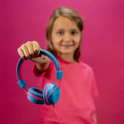JLab JBuddies Studio On-Ear Wired Kids Headphones 2-in-1 Bundles, 3.5mm Plus USB-C Adapter, Volume Safe, Folding, Blue/Pink - Thumbnail 8