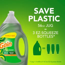 Gain Ultra Dishwashing Liquid, Original Scent, 56 fl oz, Powerful Grease Cleaner - Thumbnail 3