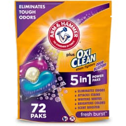 ARM & HAMMER Plus OxiClean With Odor Blasters Laundry Detergent, 5-IN-1 Power Paks, 72 Ct - Thumbnail 1