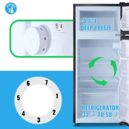 DEMULLER 4.5 Cu.ft Small Refrigerator Mini Fridge with Double Door 3 Removable Glass Shelves Black - Thumbnail 5