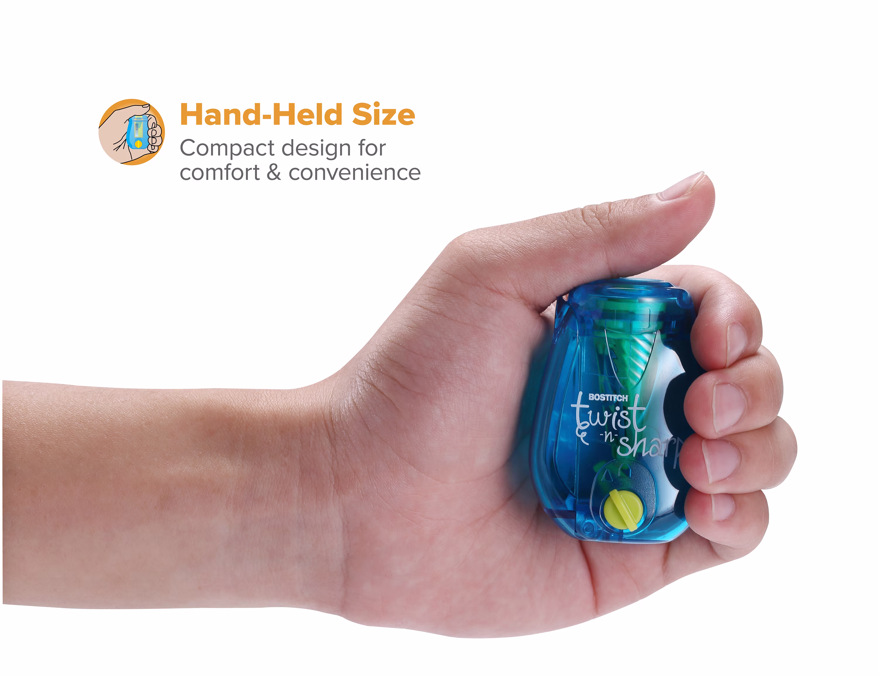 Bostitch Twist-N-Sharp Pencil Sharpener Handheld-Blue-1 Each - Thumbnail 5