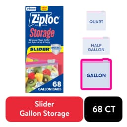 Ziploc® Brand Storage Slider Gallon Bags, Power Shield™ Technology, Expandable Bottom, 68 Count - Thumbnail 1