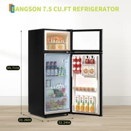 Garvee 7.5 Cu. Ft. Two-Door Refrigerator with Top Freezer, Apartment Size Fridge with 7-Level Thermostat, 39dB Low Noise Compact Fridge for Home - Thumbnail 8
