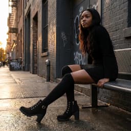 Women's Winter Warm Ankle Boots: Thick Sole & High Heel - Black PU Leather, Side Zipper with Lace-Up Detail, Plain Toe | Chic Everyday Booties | Faux Fur Lined | Rubber Sole,US Size:6.5-10.5 - Thumbnail 4