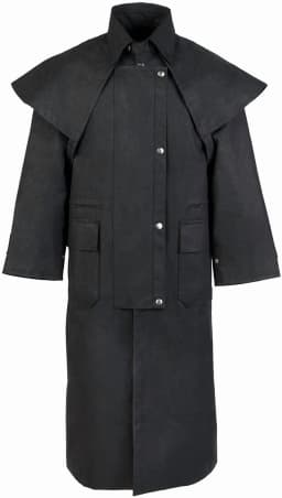 L Mens Oilskin Western Australian Waterproof Duster Coat Jacket 23101BK - Thumbnail 8