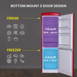 Conserv Appliances Bottom Mount Retro Refrigerator, Red - Thumbnail 4