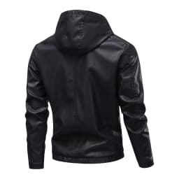 Mens Leather Jacket Motorcycle Black Biker Jackets Vintage Faux Leather Outwear Coats Casual Lightweight - Thumbnail 4