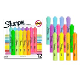 Sharpie Tank Highlighters, Assorted, Chisel Tip, 12 Count - Thumbnail 1