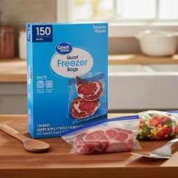 Great Value Double Zipper Quart Freezer Bag, 150 Count - Thumbnail 2