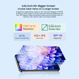 Blackview WAVE 8 Unlocked Smartphone - 5000mAh Battery,24GB+256GB/2TB,4G Octa-Core Cell Phone,13MP Camera,6.56" 90Hz HD+ Display,GPS/OTG,Fingerprint/Face ID Mobile Phones,Black - Thumbnail 4