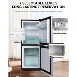 4.2 Cu.Ft Compact Refrigerator Double Door Mini Fridge with 2.3 Cu ft Freezer, Ultra Quiet, Mini Refrigerator for Dorm, Bedroom, Office, Silvery - Thumbnail 6