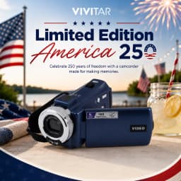 Vivitar PopCam America 250 Digital Camcorder – USA Celebration Edition, Old Glory Blue, 48MP, Full HD 1080P Video, 3" Flip Screen, 16X Digital Zoom - Thumbnail 6