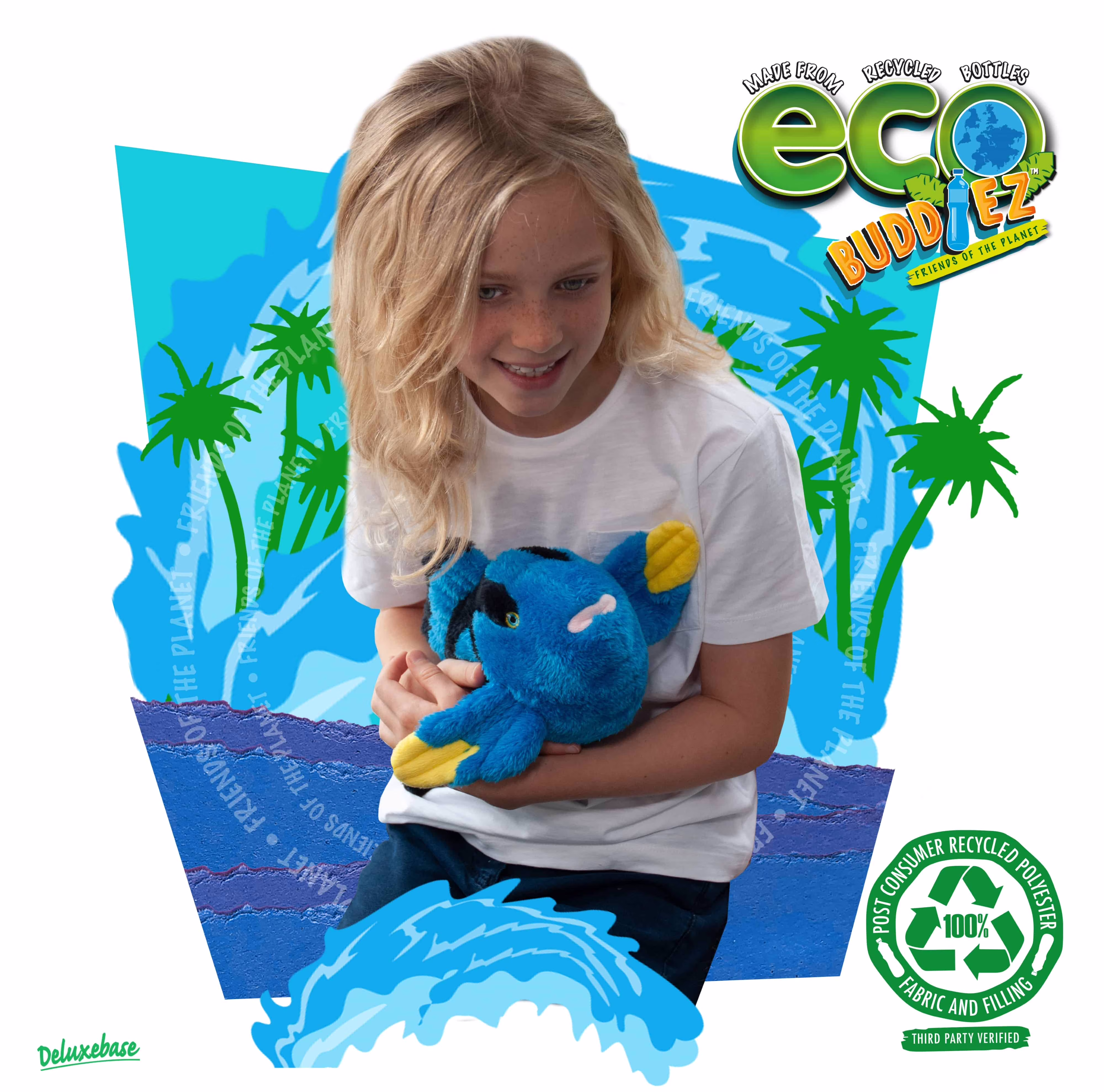 EcoBuddiez - Blue Tang Plush by Deluxebase. 13" Soft Toy Made from Recycled Plastic Bottles - Thumbnail 4