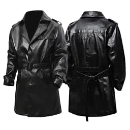 Qulqfy Fall Jackets for Men Motorcycle Leather Long Sleeve Biker Black Fashion Belted Vintage Button Down Trench Coats Mens Coats XL - Thumbnail 1