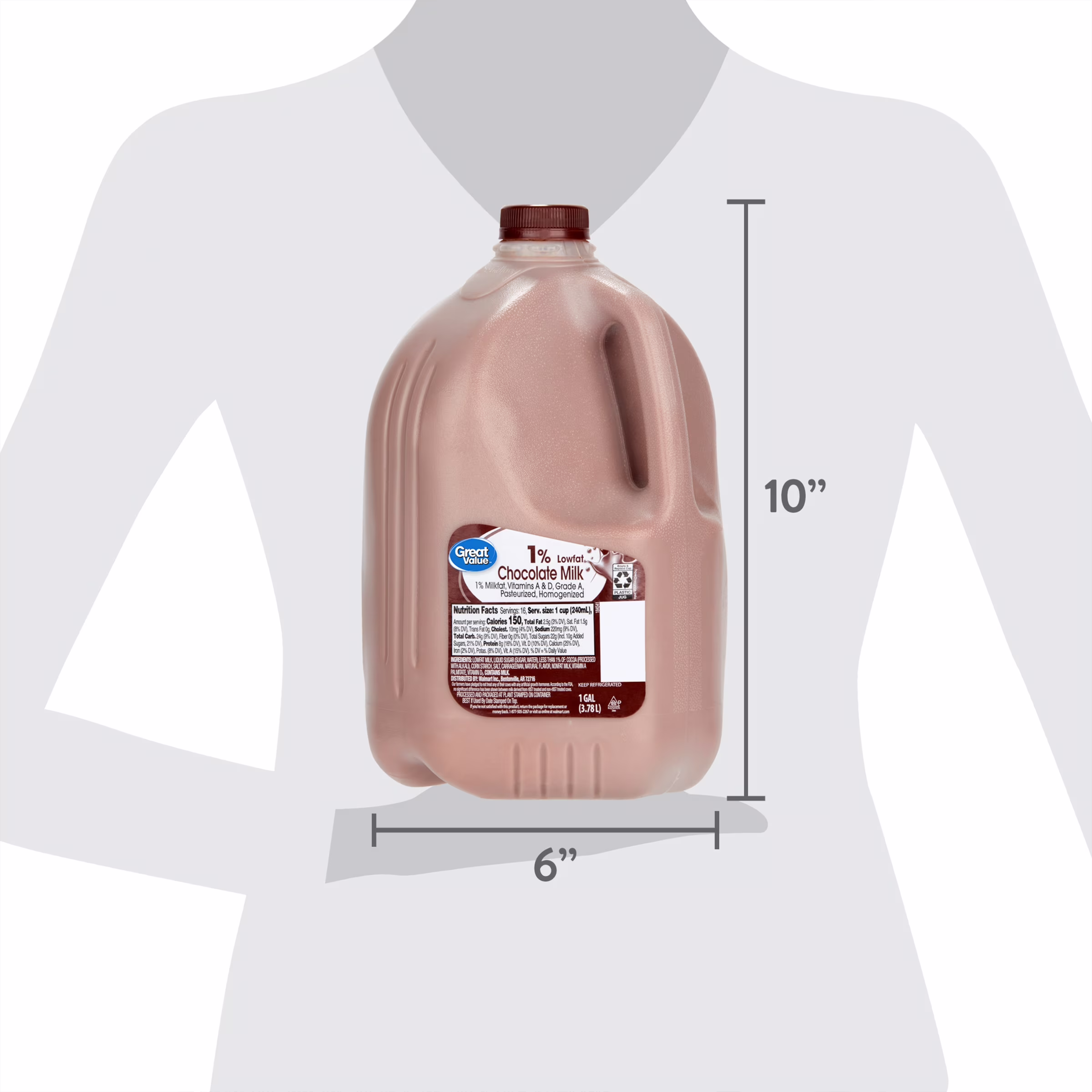 Great Value 1% Low-fat Chocolate Milk, Gallon, 128 fl oz - Thumbnail 6
