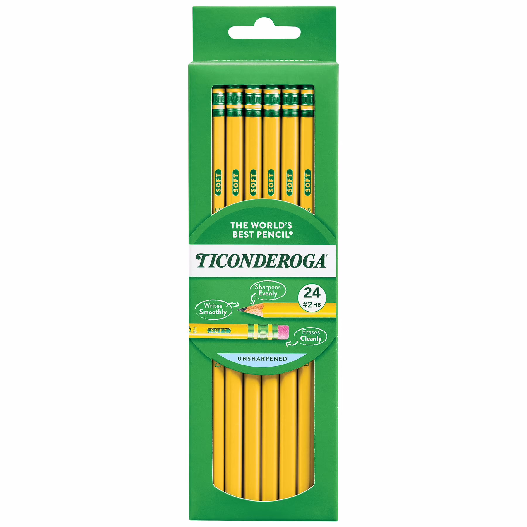 Ticonderoga Wood Pencils, Unsharpened, #2 HB .3 mm Lead, Yellow, 24 Count - Thumbnail 1