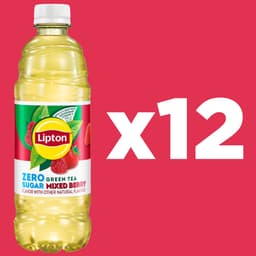 Lipton Green Tea Mixed Berry Zero Sugar Iced Tea, 16.9 fl oz, 12 Pack Bottles​ - Thumbnail 2