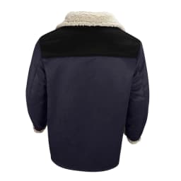 VSSSJ Men's Sherpa Lined Faux Leather Jacket Vintage Suede Button Pocket Reversed Collar Warm Thick Winter Jacket Mens Outdoor Jacket Coat Navy M - Thumbnail 5