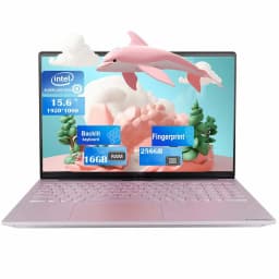 15.6 inch Laptop Computer Windows 11, with Intel N100 Processor, FHD IPS (1920x1080),16GB RAM 256 SSD（Rose Gold） - Thumbnail 1