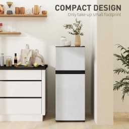 HOMCOM Small Fridge with Freezer, 4 Cu Ft Refrigerator with Shelves, Silver - Thumbnail 8