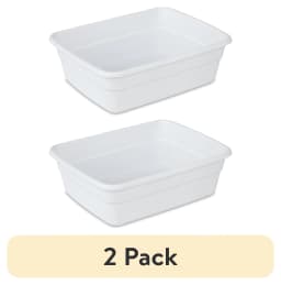(2 pack) Sterilite 8 Qt. Dishpan, Multi-Purpose Plastic Wash Tub, Kitchen, Sink, White - Thumbnail 1