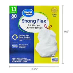 Great Value Strong Flex 13-Gallon Drawstring Tall Kitchen Trash Bags, Citrus Burst, 80 Count - Thumbnail 9