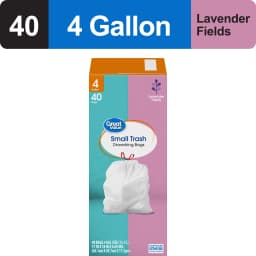 Great Value Drawstring Trash Bags, 4 gal, White, Lavender Fields, 40 Bags - Thumbnail 2