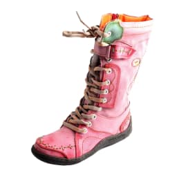 TMA EYES Women's Knee Outdoor Boots Water-Resistant Lace Up and Side Zipper Wide Width Comfortable Leather Winter Boots with Faux Fur Lining - Thumbnail 1