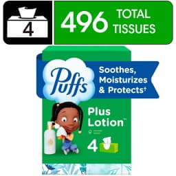 (6 pack) Puffs Plus Lotion Facial Tissues, 4 Family Boxes, 124 tissues per box - Thumbnail 2