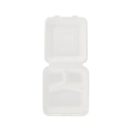 Great Value Compostable Hinged 3-Compartment Take-Out Containers, White, 8 Inch, 12 Count - Thumbnail 5