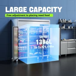 Coolake Commercial Refrigerator and Freezer Combo, 72" W Dual Temperature Zones, 54 Cu.ft 3 Door - Thumbnail 4