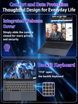 Rumtuk 17.3-inch Laptop,16GB DDR4 RAM,1T SSD,Quad-Core N150 (Beat N95 N5095) up to 3.6 GHz,FHD IPS Display,Backlit KB - Thumbnail 9