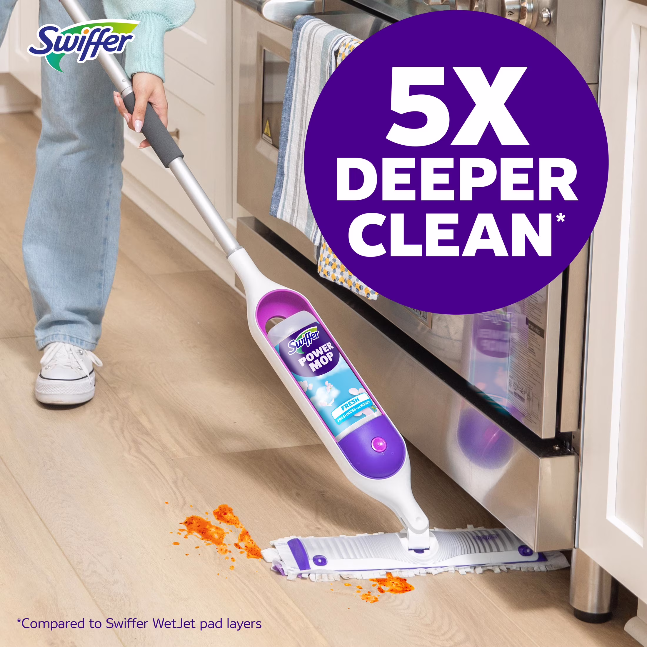 Swiffer Power Mop, Floor Cleaner, Tile, Vinyl, Laminate, Wood, Floor Cleaner, Cleaning Set - Thumbnail 9