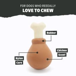 BARK Box Drumstick Chicken Scent Chew Dog Toy, Nylon Core, Medium & Large - Thumbnail 5