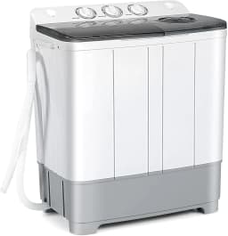Costway Portable Twin Tub Washing Machine Washer(13.2lbs) & Spinner (8.8lbs) Grey - Thumbnail 1