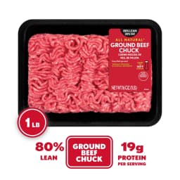 All Natural* 80% Lean/20% Fat Ground Beef Chuck, 1 lb Tray - Thumbnail 1