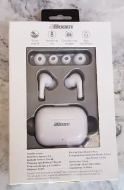 RHEA- 2Boom - Vive Air - White Bluetooth Wireless Ear Buds W. Charger/Carrying Case - Thumbnail 1